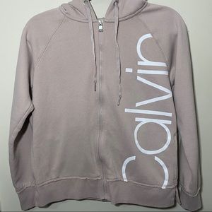Calvin Klein Womens Logo Zip Up Hoodie